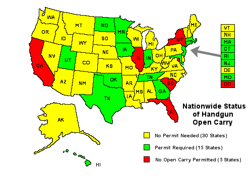 Open Carry States Map Map Of The World